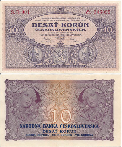 10 Koruna 1927 - front