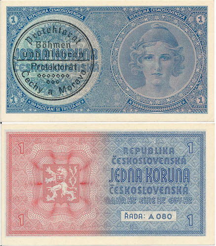 1 Koruna 1938/1940 - front