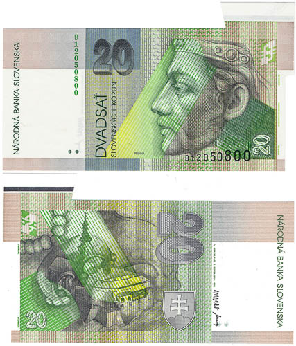 20 Koruna 1993 (faulty printing) - front