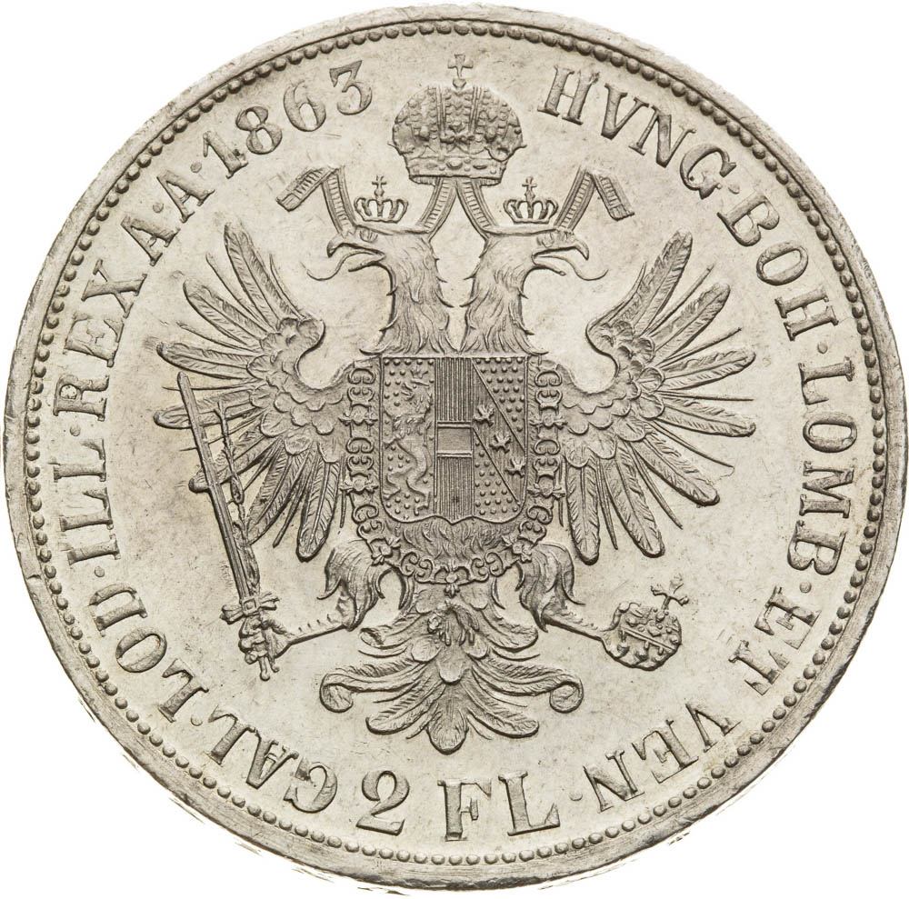 2 Gulden 1863 - back