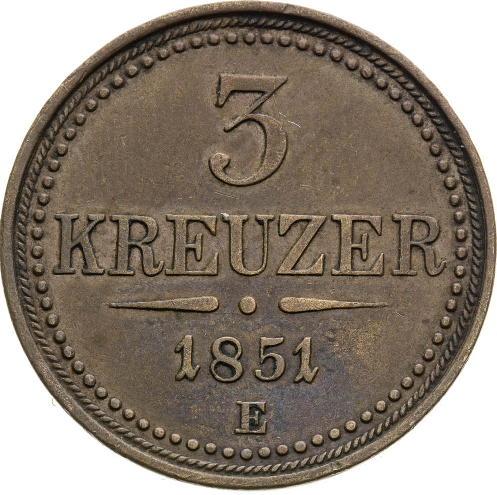 3 Kreutzer 1851 (pattern strike) - back