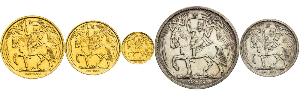 Set of gold and silver medals 1929 (5 pcs) - front
