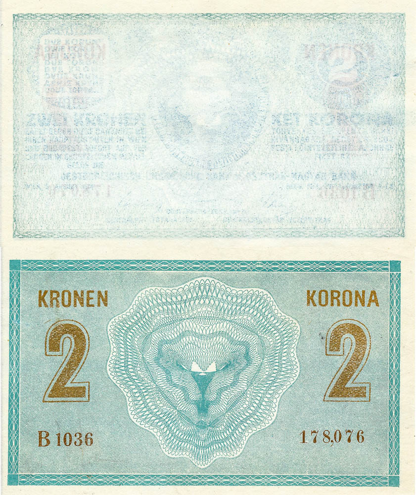 2 Koruna 1914 (faulty printing) - back