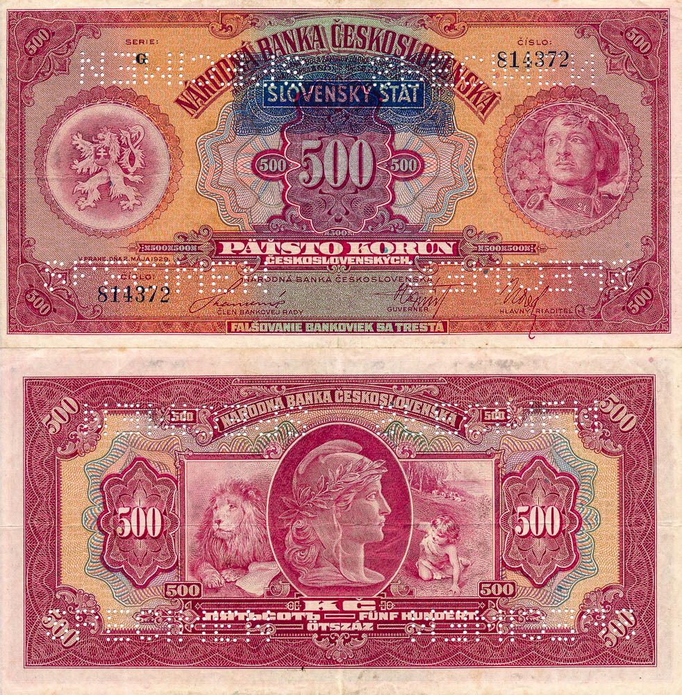 500 Koruna 1929/1939 (Specimen) - back