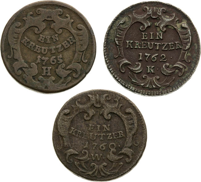 Lot Krejcarů 1760 - 1765 (3 ks) - averz