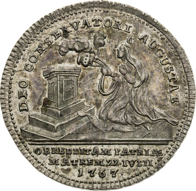 Stříbrný žeton 1767 - reverz