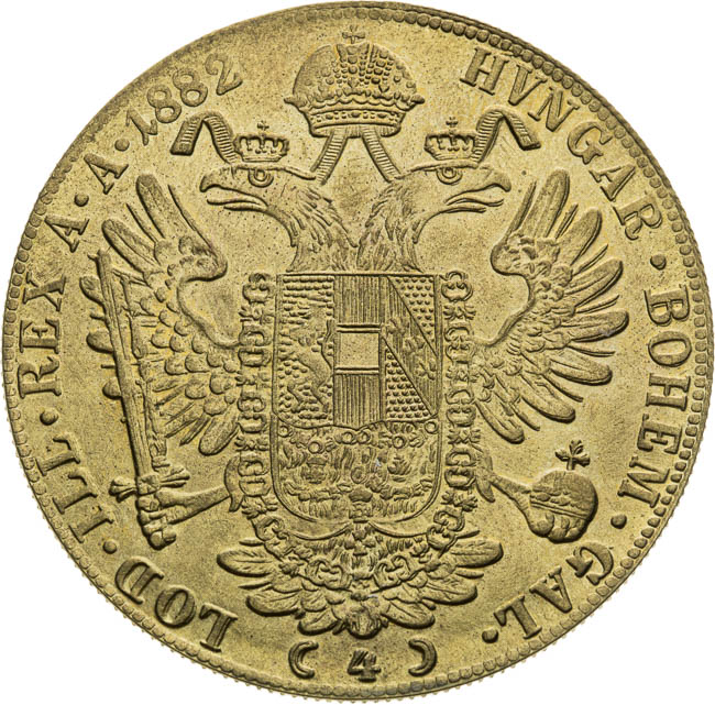  4 dukát 1882 (AE odražek) - reverz