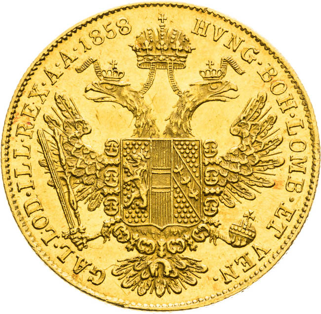 Dukát 1858 - reverz