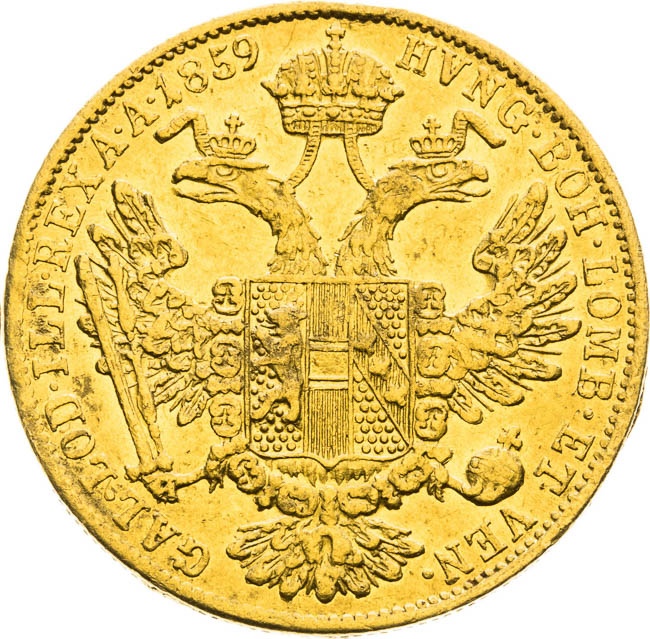 Dukát 1859 - reverz