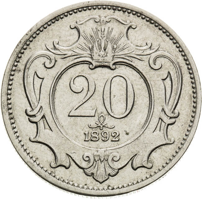 20 Halier 1892 - reverz