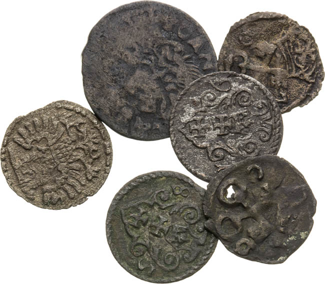 Obol 1585, 1591, 1595, 1606, 1607, Szelag 1663 (6 ks) - averz