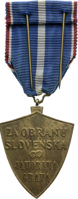 Medaila Za obranu Slovenska 1939 - reverz