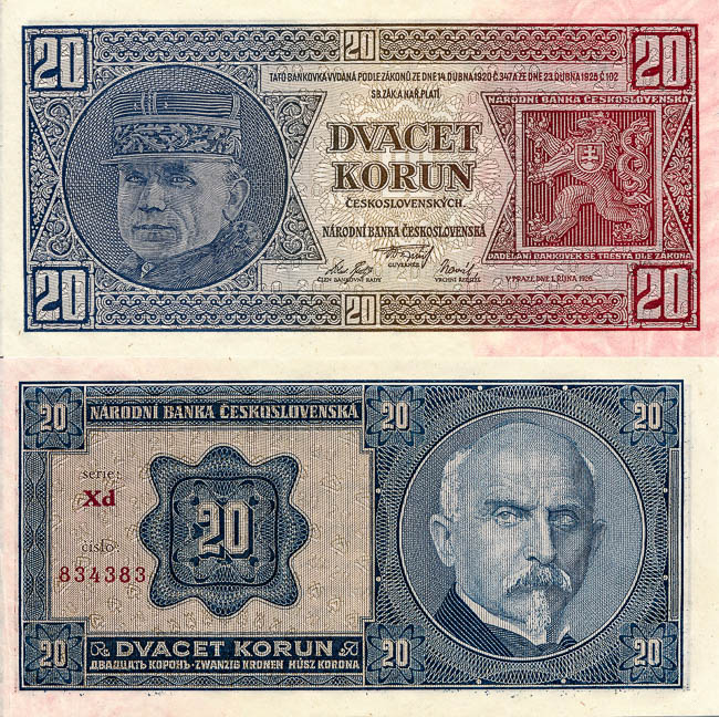 20 Kč 1926 - averz