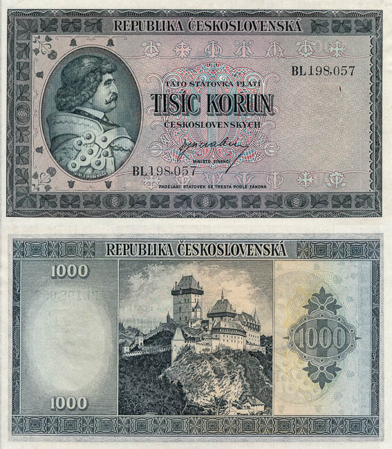 1000 Kčs 1945 - averz
