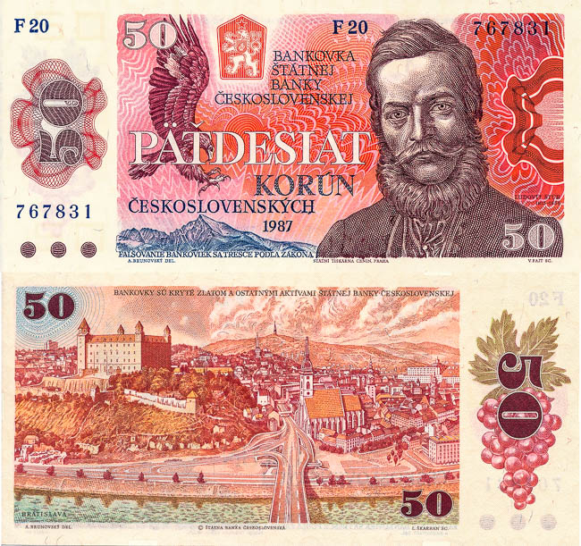 50 Kčs 1987 - averz