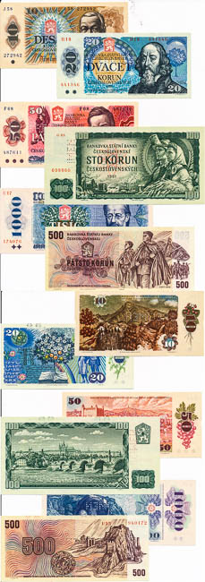 Sada perforovaných bankovek 1961-1988 (6 ks) - averz