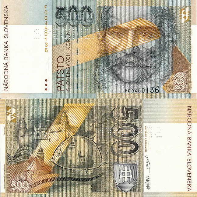 500 Sk 1993 F (bankovní vzor) - averz