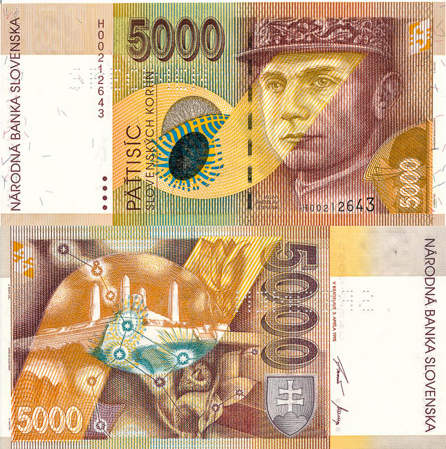 5000 Sk 1995 H (bankovní vzor) - averz