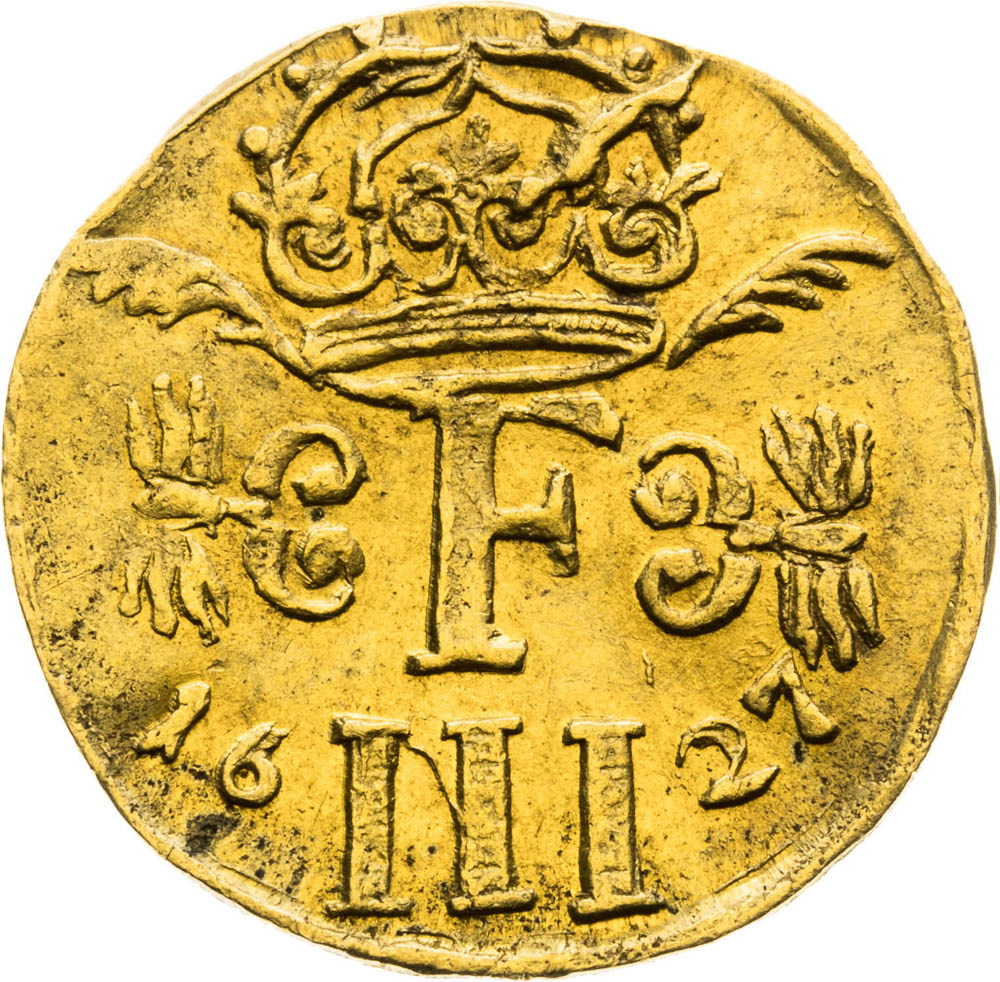 Zlatý žetón 1627 (1/2 Dukát) - averz