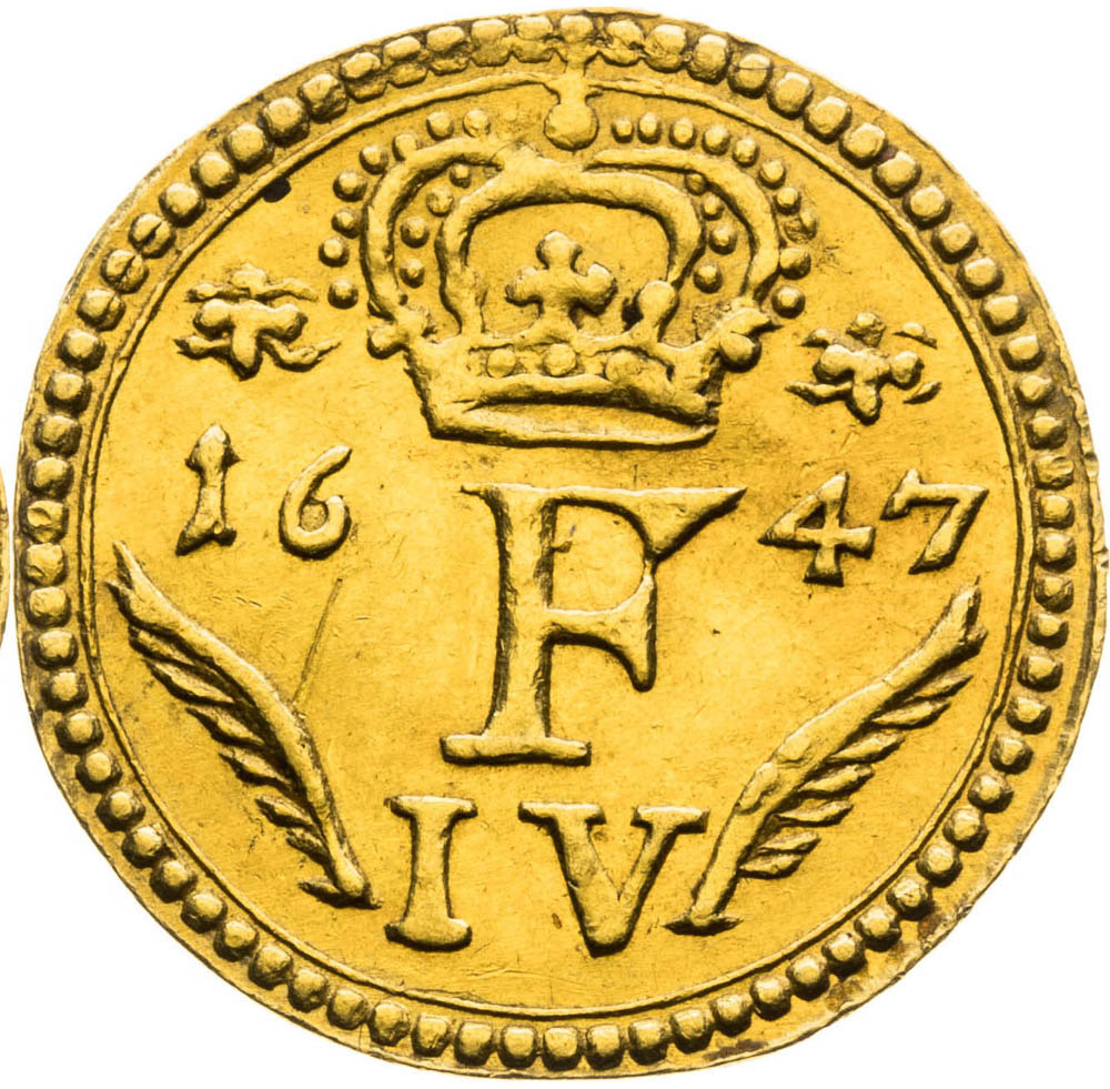 Gold token 1647 (1/4 Ducat) - back