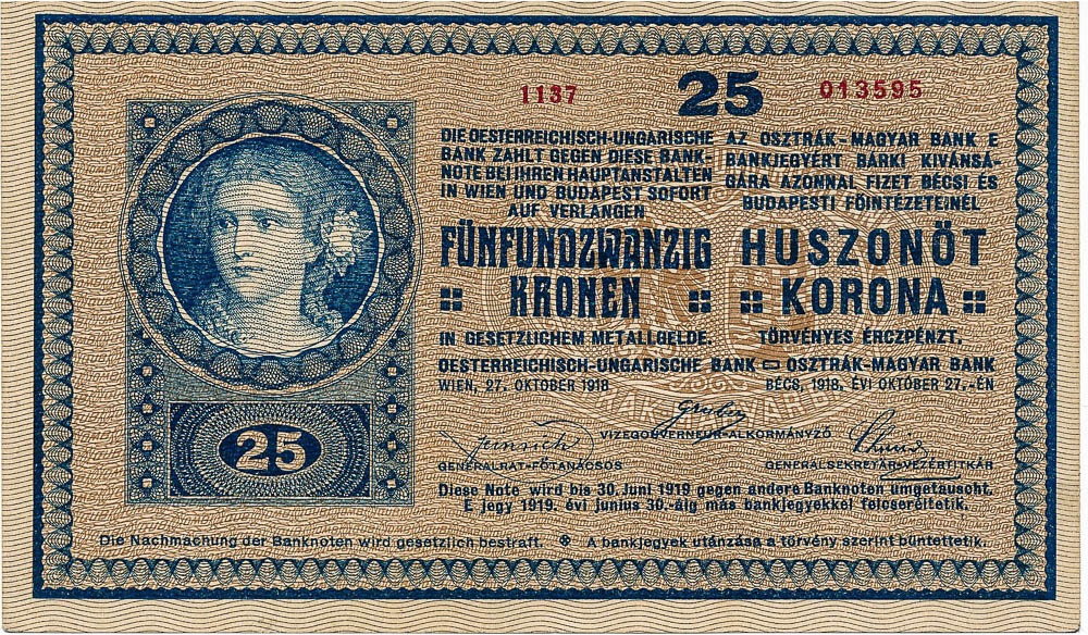 25 Koruna 1918 - front