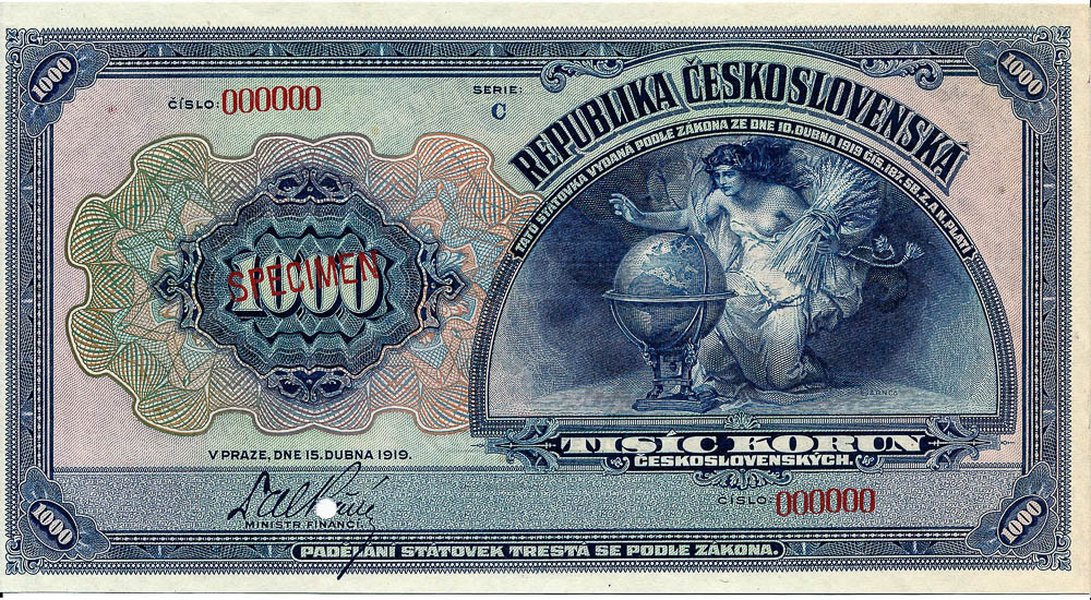 1000 Koruna 1919 (annulus) - front