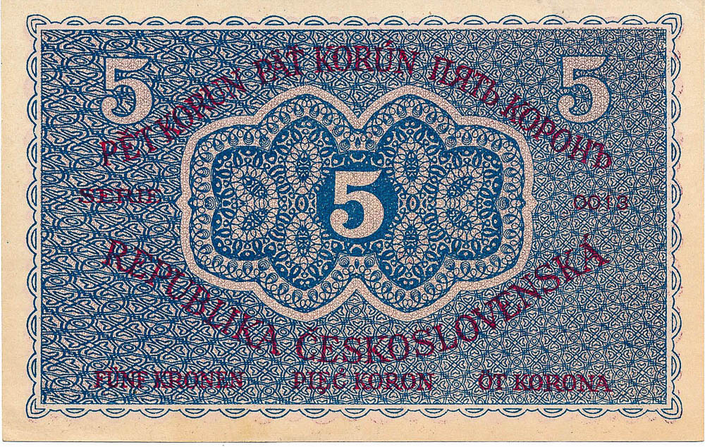 5 Koruna 1919 - back