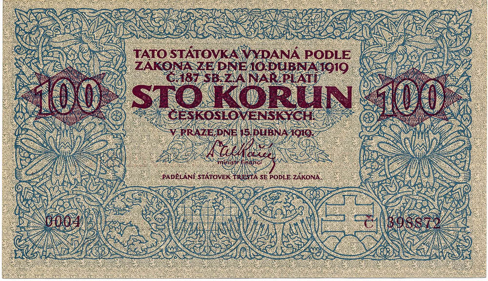 100 Koruna 1919 - back