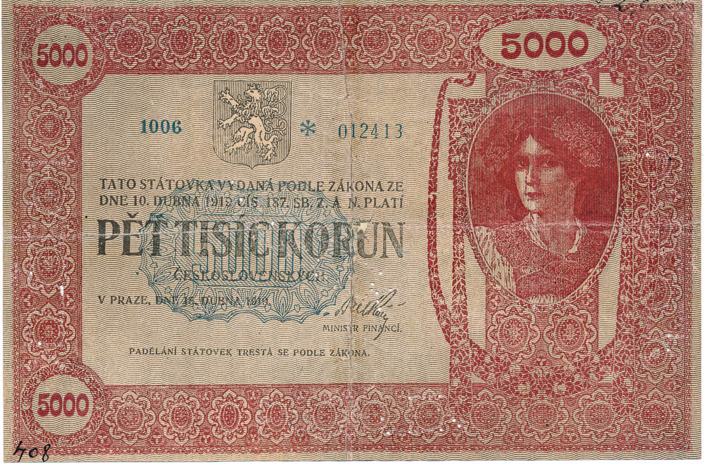 5000 Koruna 1919 (Contemporary forgery Vienna) - front