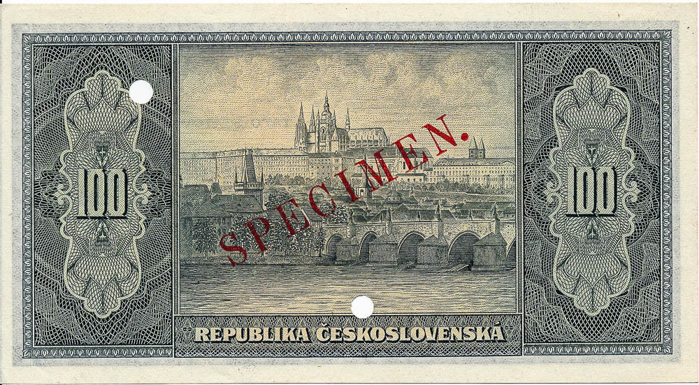 100 Koruna (1945) (Specimen) - back