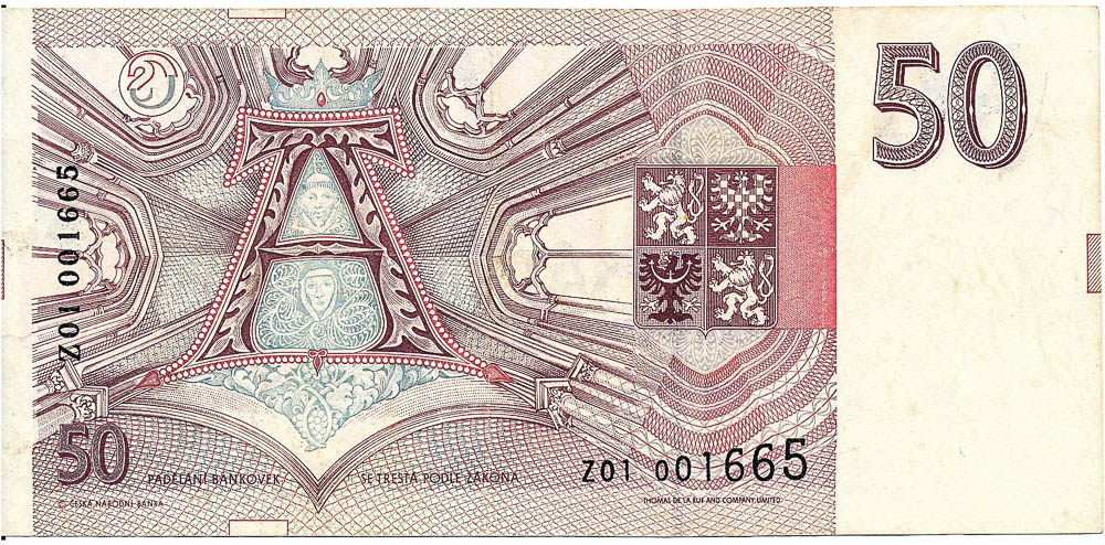 50 Koruna 1993 - back