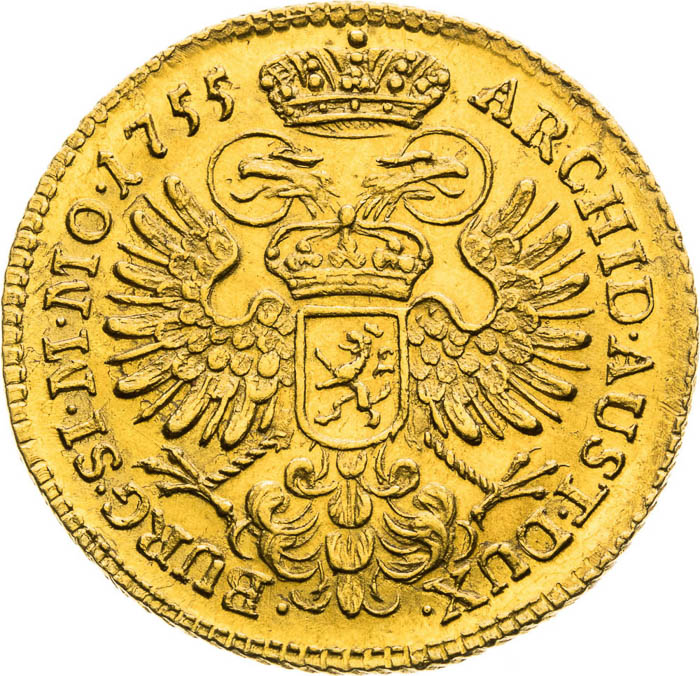 Dukát 1755 - reverz