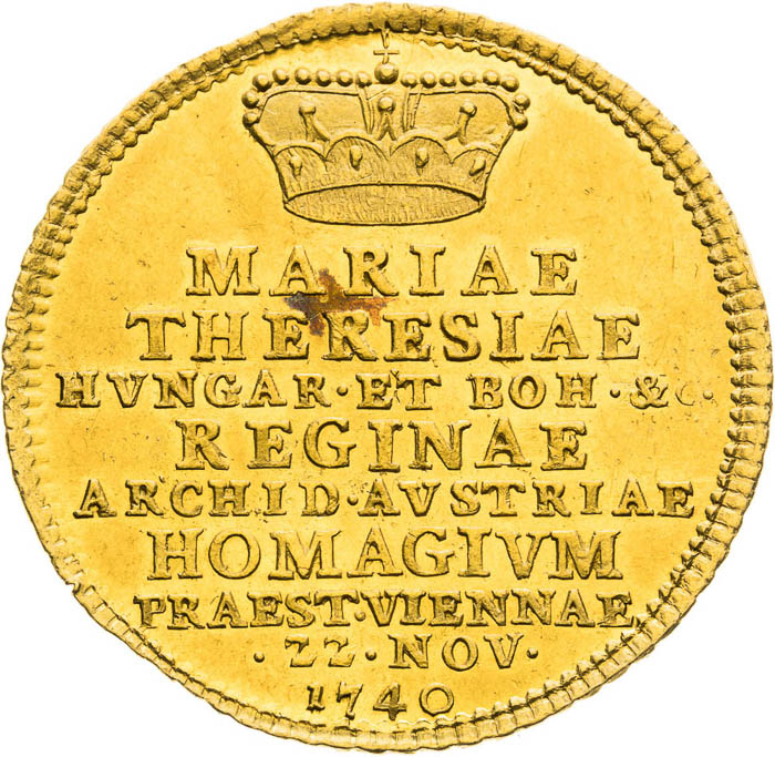 Zlatý žetón 1740 (1 1/4 Dukát) - averz