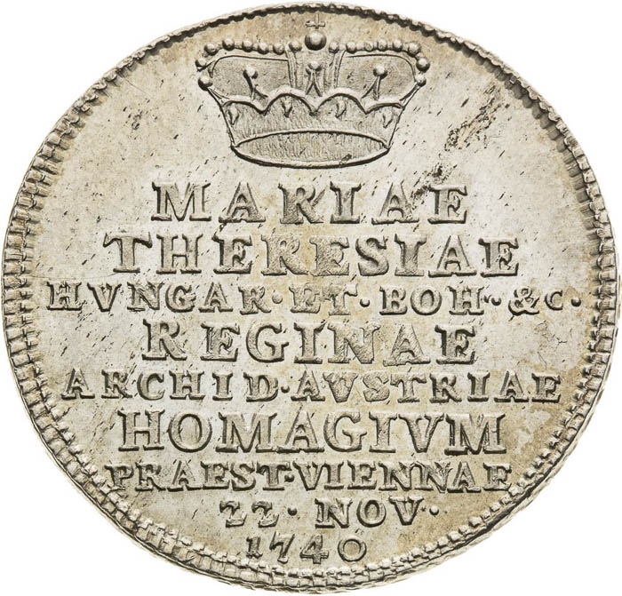 Strieborný žetón 1740 - averz