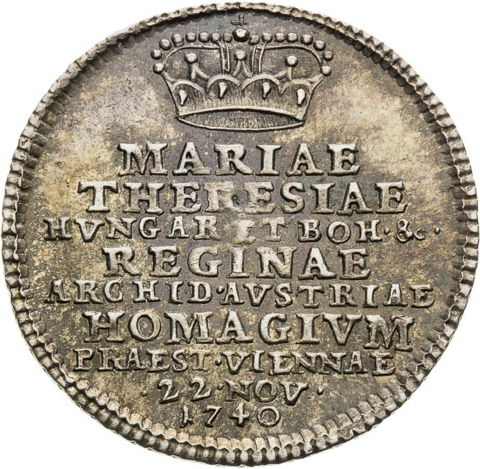 Strieborný žetón 1740 - averz