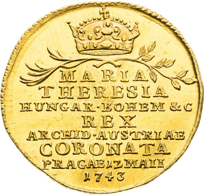 Gold Token 1743 (3/4 Ducat) - front