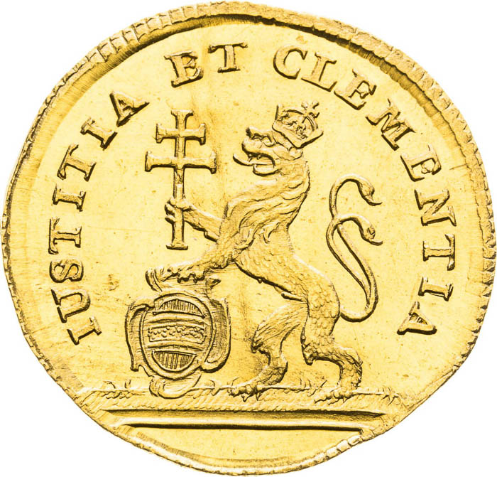 Gold Token 1743 (3/4 Ducat) - back