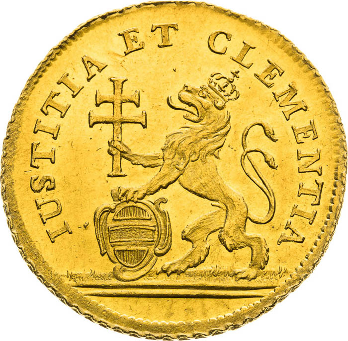 Gold Token 1743 (1 1/4 Ducats) - back