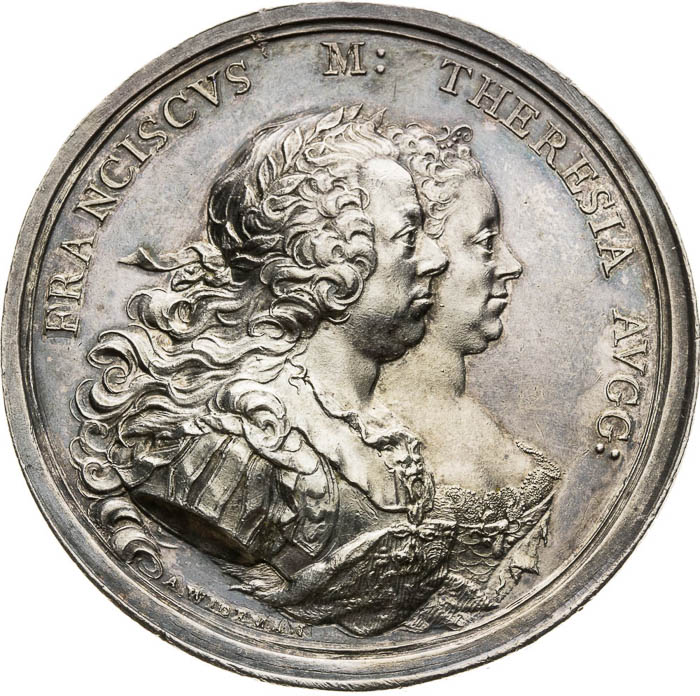 Strieborná medaila 1758 - averz