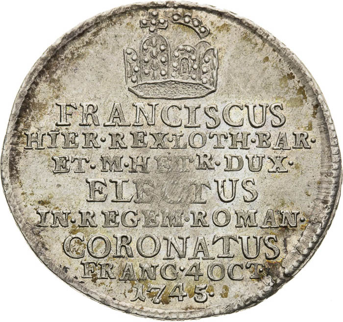 Strieborný žetón 1745 - averz