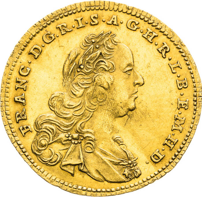Gold Token 1765 (3/4 Ducat) - front