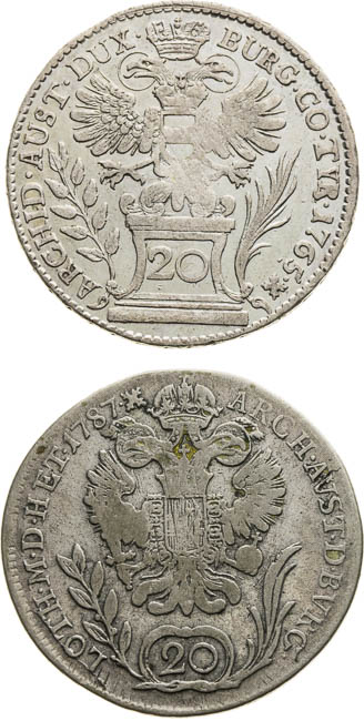 20 Grajciar 1764-1787 (4 ks) - averz