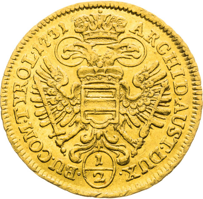 1/2 Ducat 1731 - back
