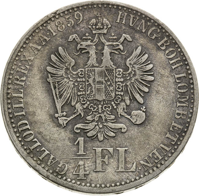 1/4 Zlatník 1859 - revers