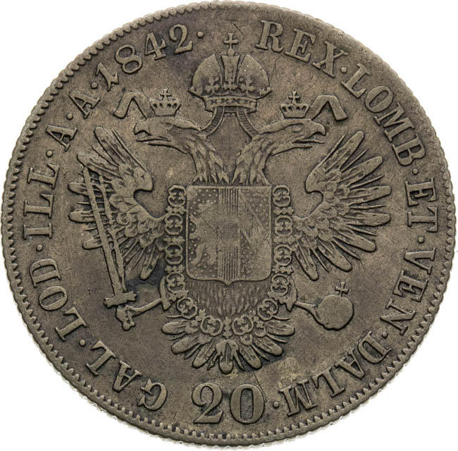 20 Krejcar 1842 - revers
