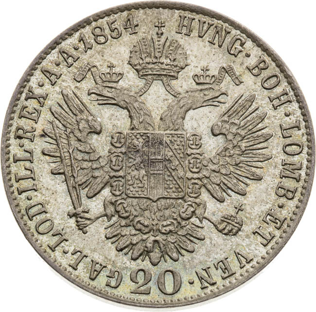 20 Krejcar 1854 - revers