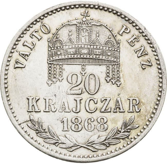 20 Krejcar 1868 - revers