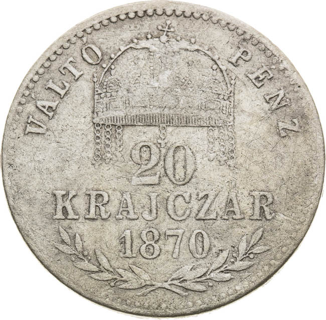 20 Krejcar 1870 - revers