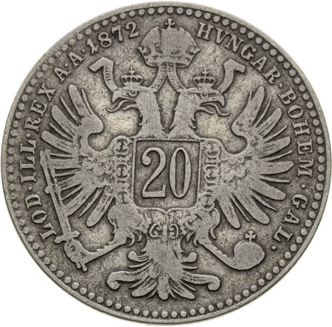 20 Krejcar 1872 - revers