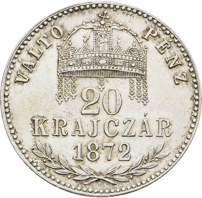20 Krejcar 1872 - revers